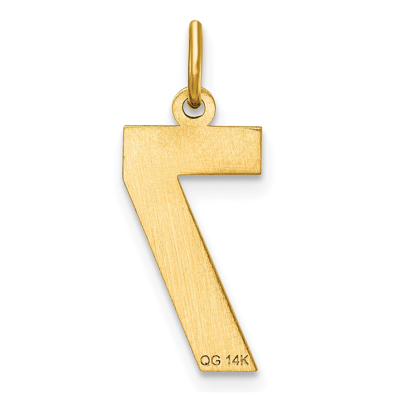 10K Yellow Gold Casted Medium Diamond-cut Number 7 Charm