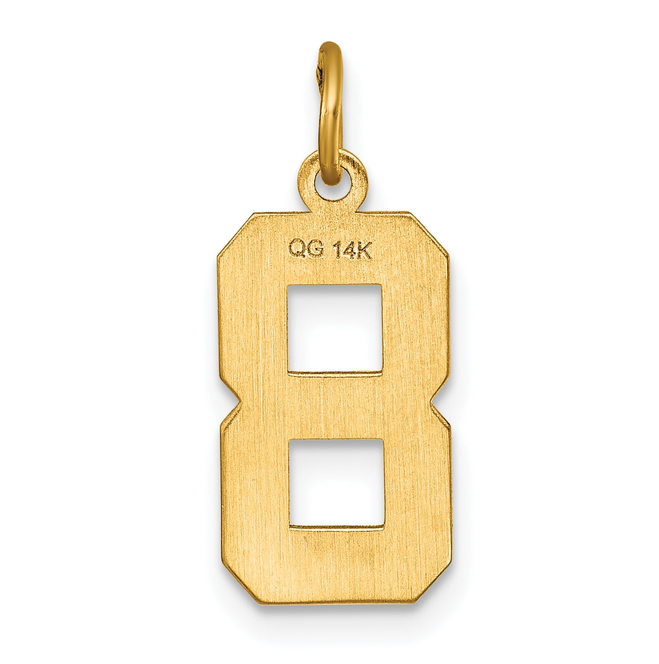 10K Yellow Gold Casted Medium Diamond-cut Number 8 Charm