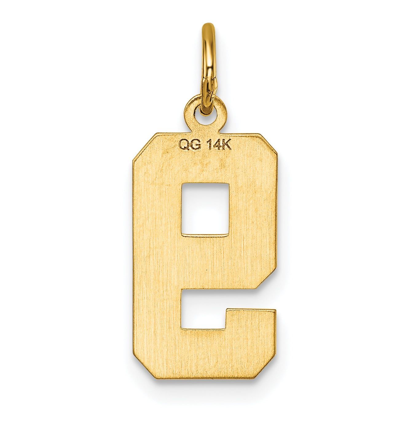 10K Yellow Gold Casted Medium Diamond-cut Number 9 Charm