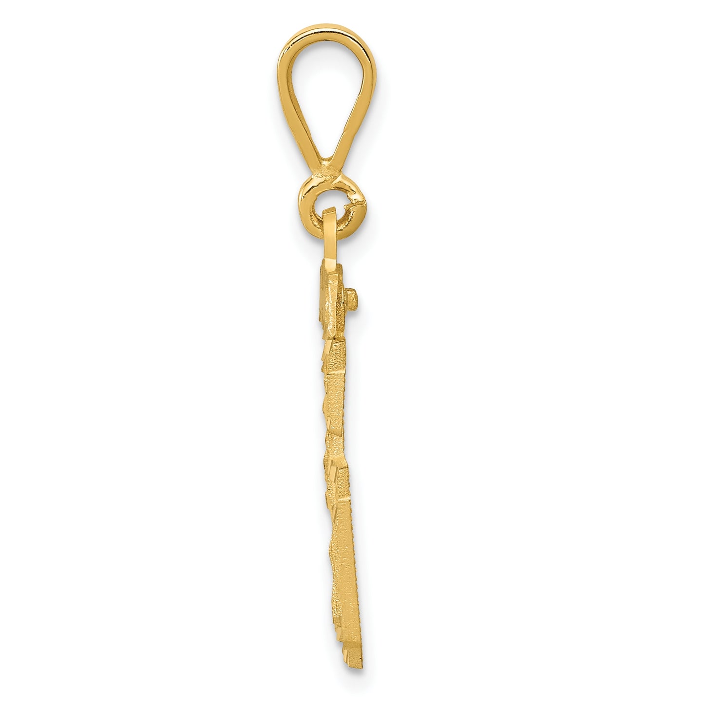 10K Yellow Gold Casted Medium Diamond-cut Number 36 Charm