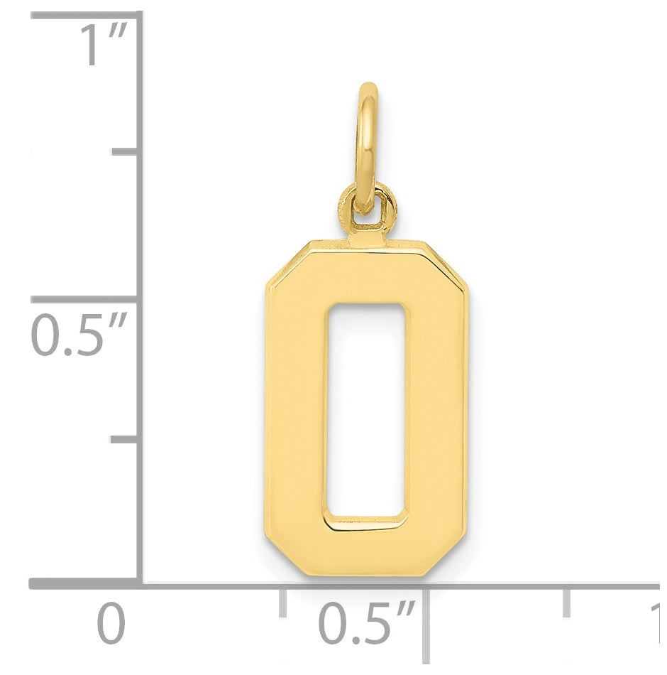 10K Yellow Gold Casted Medium Polished Number 0 Charm