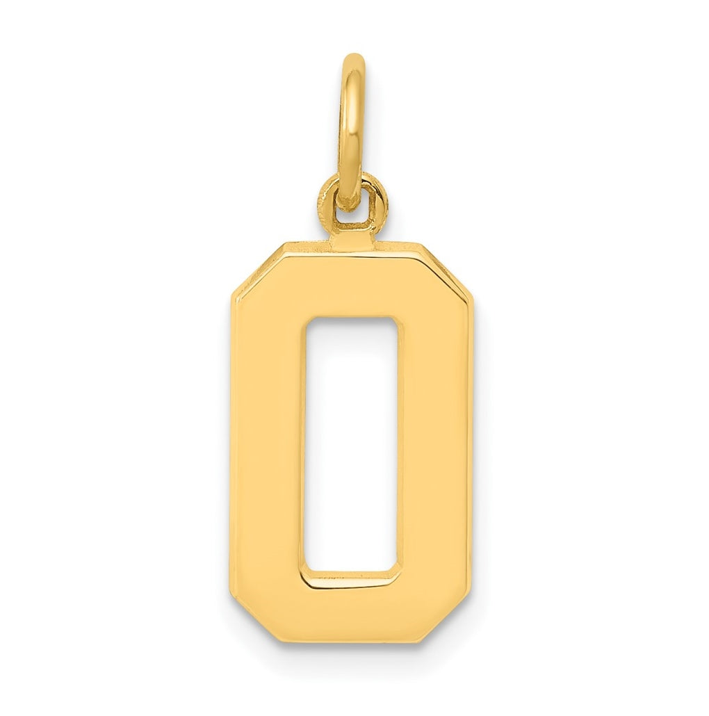 10K Yellow Gold Casted Medium Polished Number 0 Charm