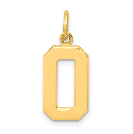 10K Yellow Gold Casted Medium Polished Number 0 Charm