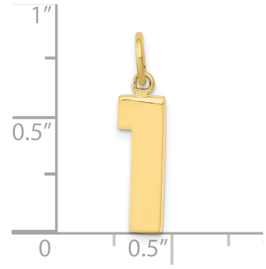 10K Yellow Gold Casted Medium Polished Number 1 Charm