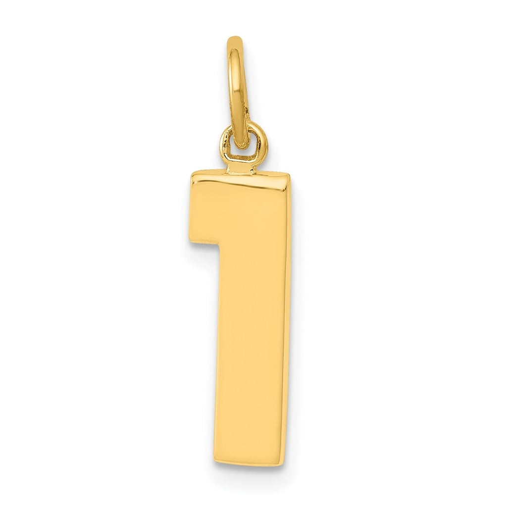 10K Yellow Gold Casted Medium Polished Number 1 Charm