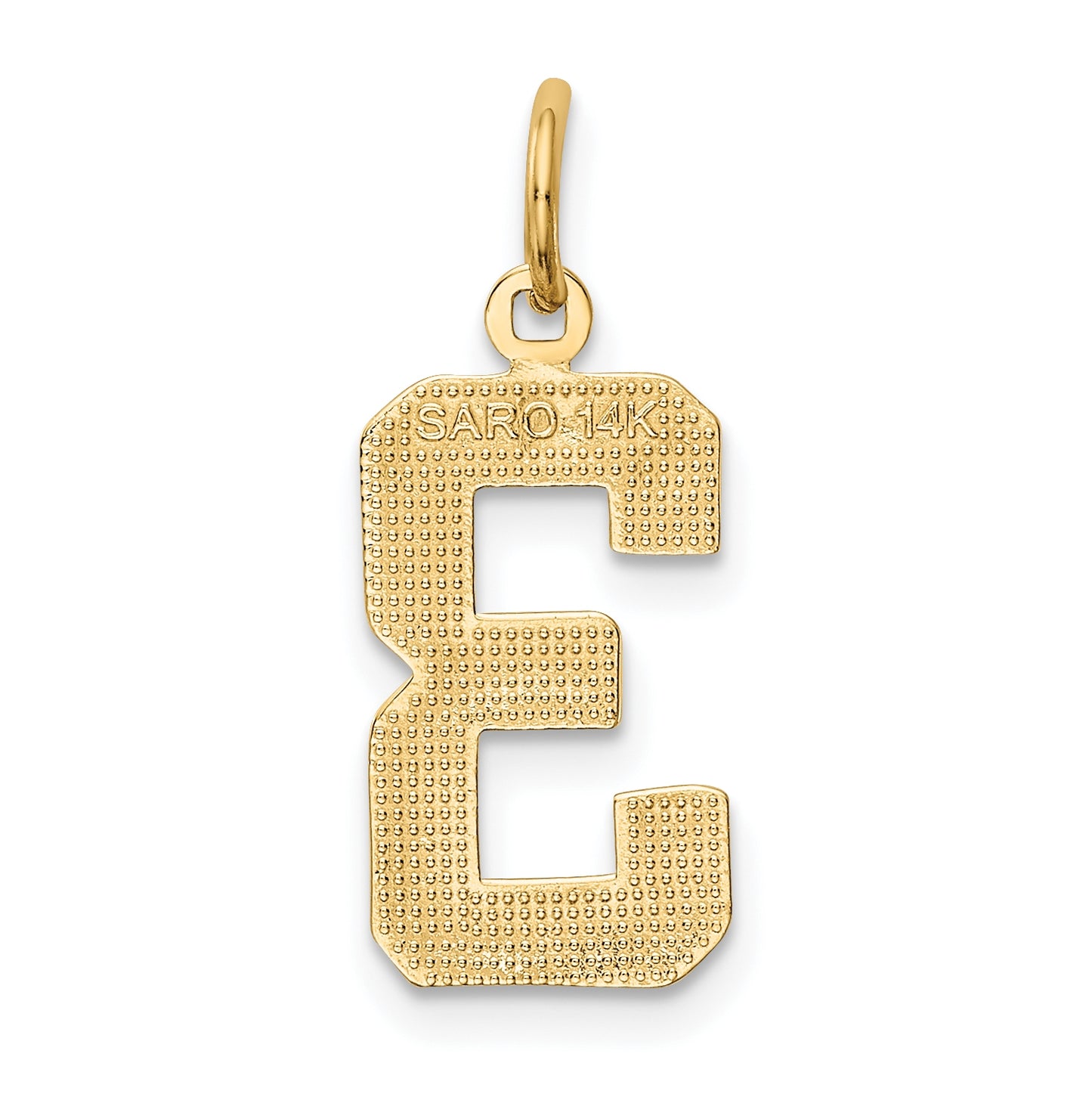 10K Yellow Gold Casted Medium Polished Number 3 Charm