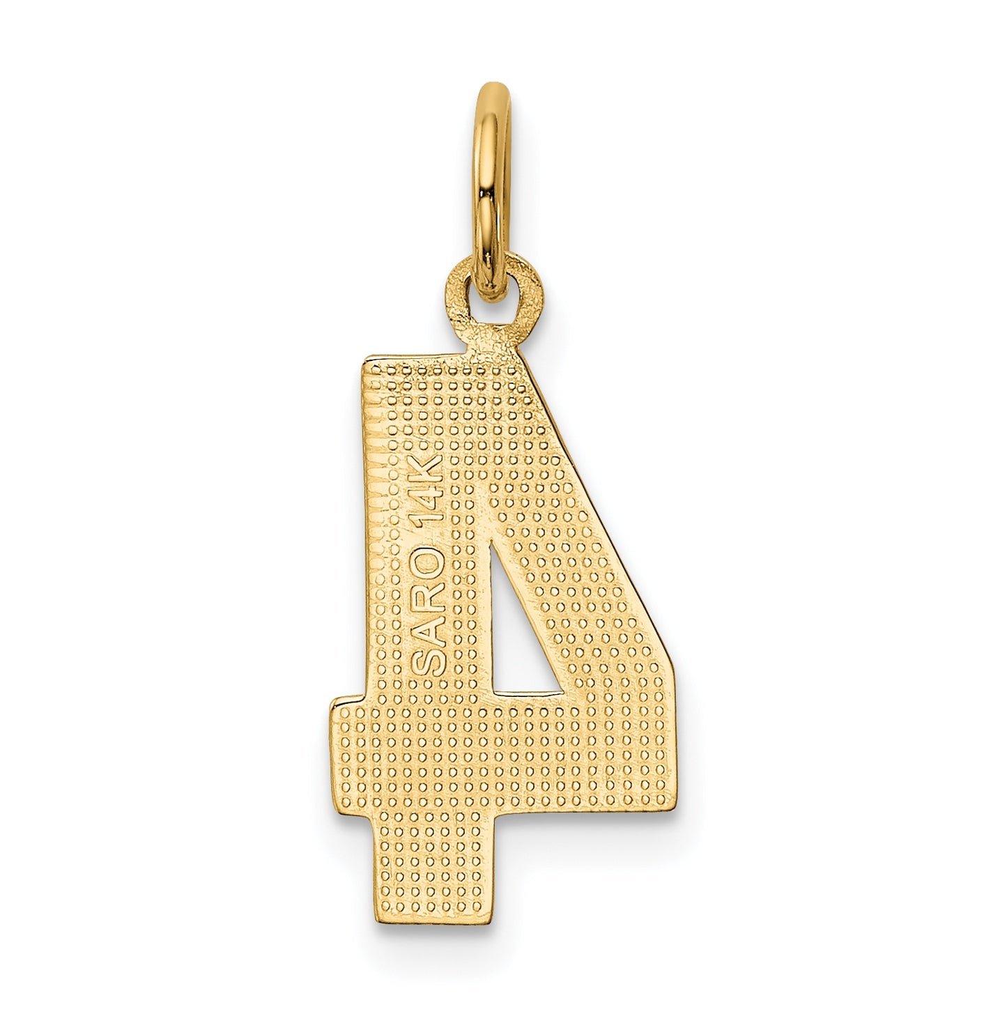 10K Yellow Gold Casted Medium Polished Number 4 Charm