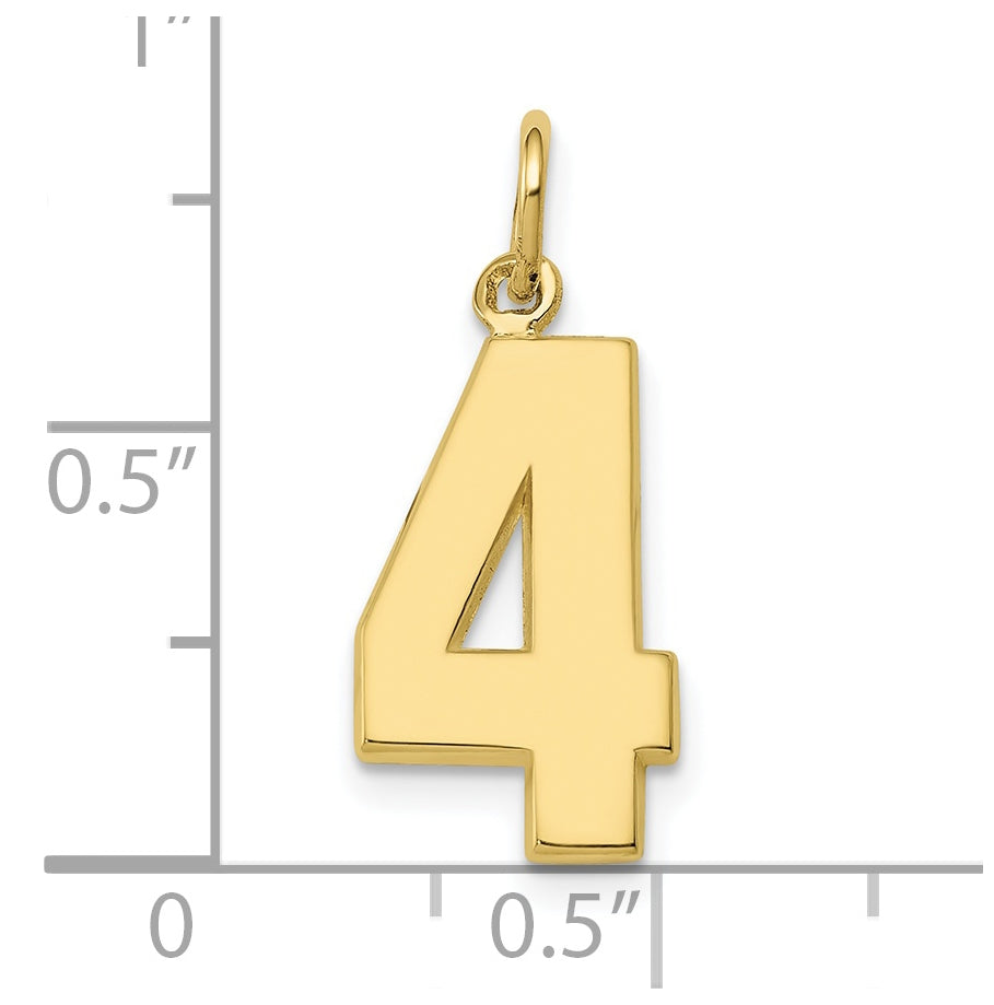 10K Yellow Gold Casted Medium Polished Number 4 Charm