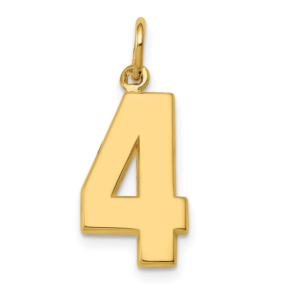 10K Yellow Gold Casted Medium Polished Number 4 Charm