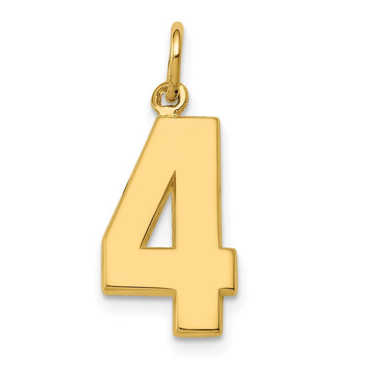 10K Yellow Gold Casted Medium Polished Number 4 Charm