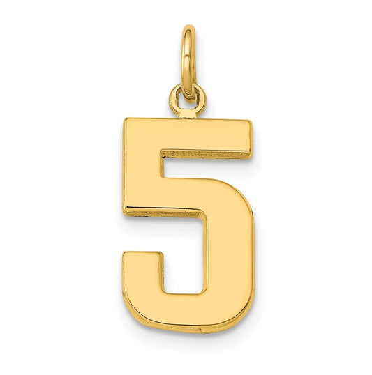 10K Yellow Gold Casted Medium Polished Number 5 Charm