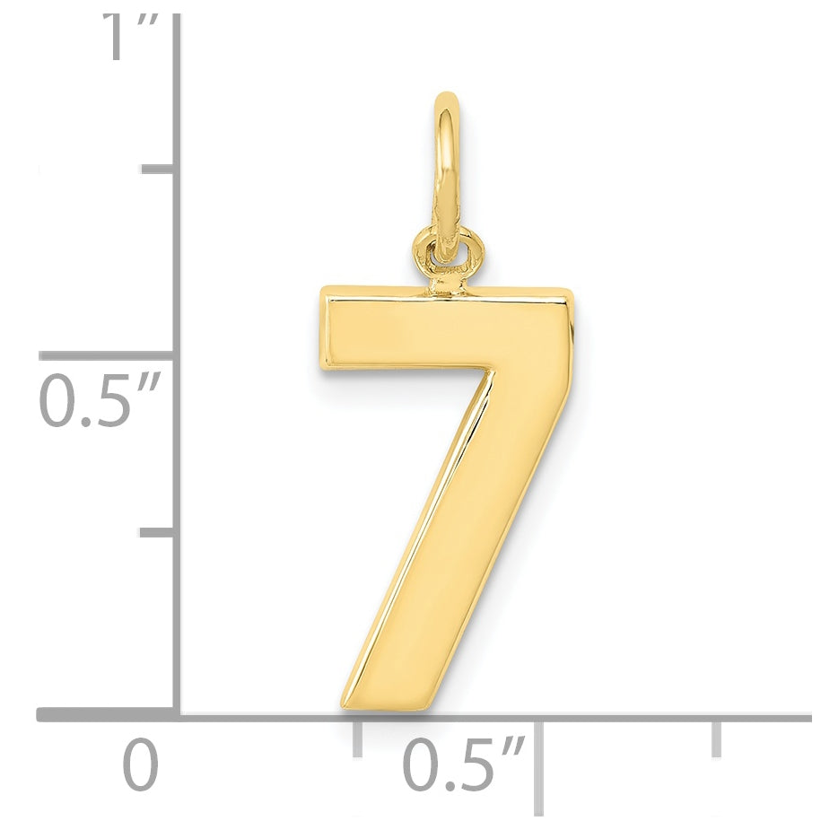 10K Yellow Gold Casted Medium Polished Number 7 Charm