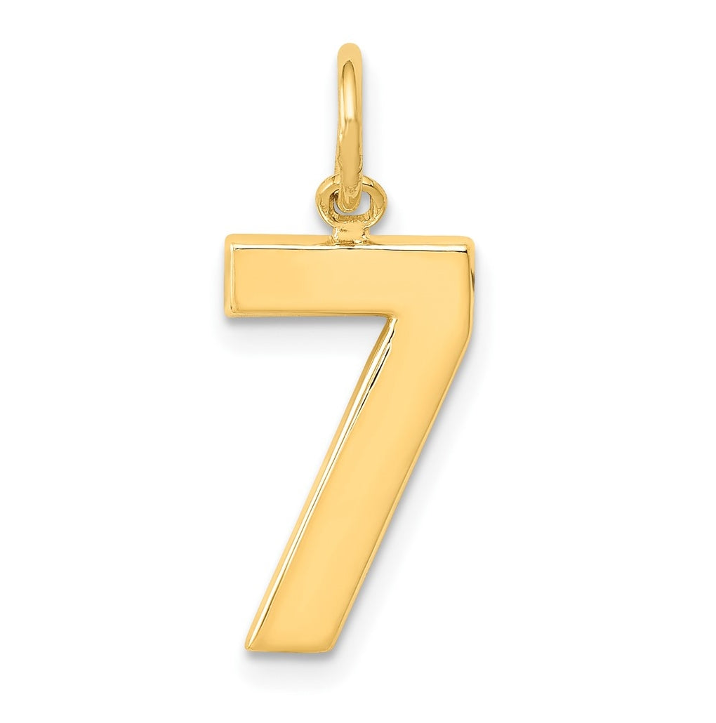 10K Yellow Gold Casted Medium Polished Number 7 Charm