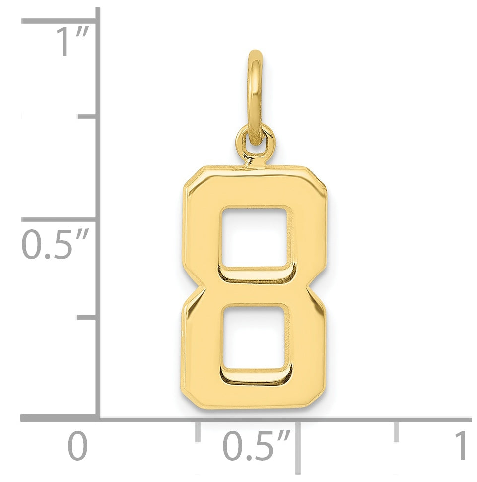 10K Yellow Gold Casted Medium Polished Number 8 Charm