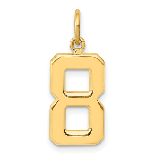 10K Yellow Gold Casted Medium Polished Number 8 Charm