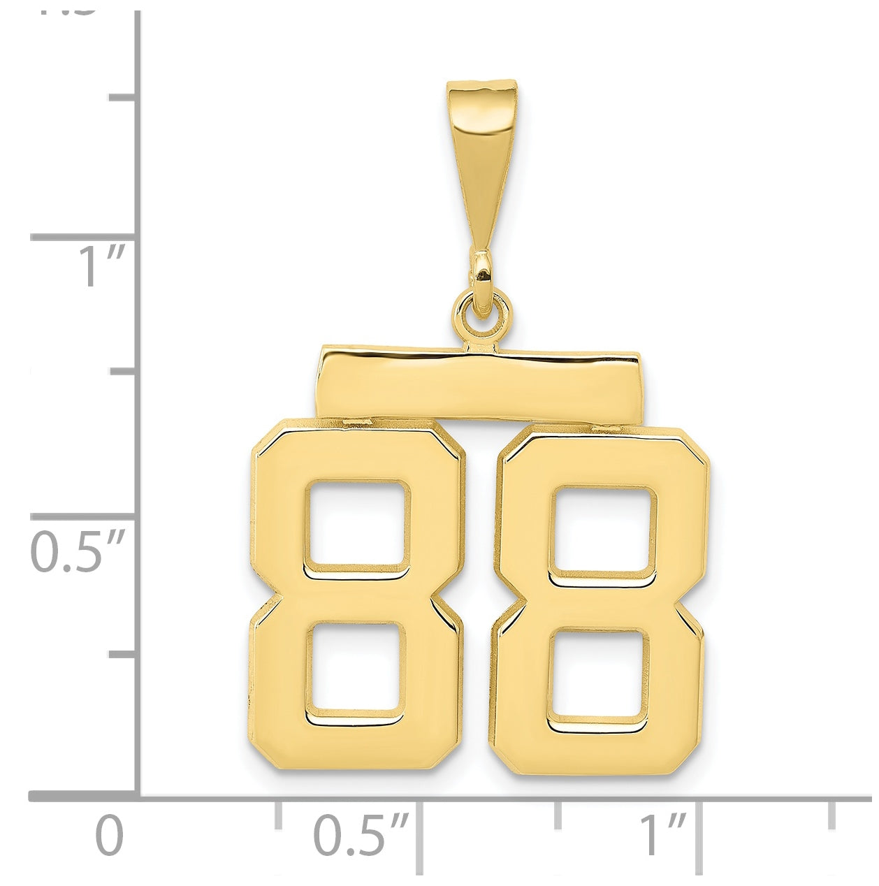 10K Yellow Gold Casted Medium Polished Number 88 Charm