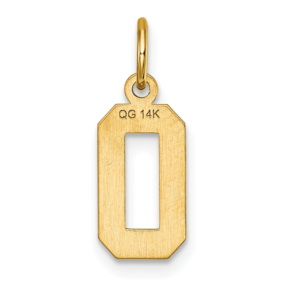 10K Yellow Gold Casted Small Diamond-cut Number 0 Charm