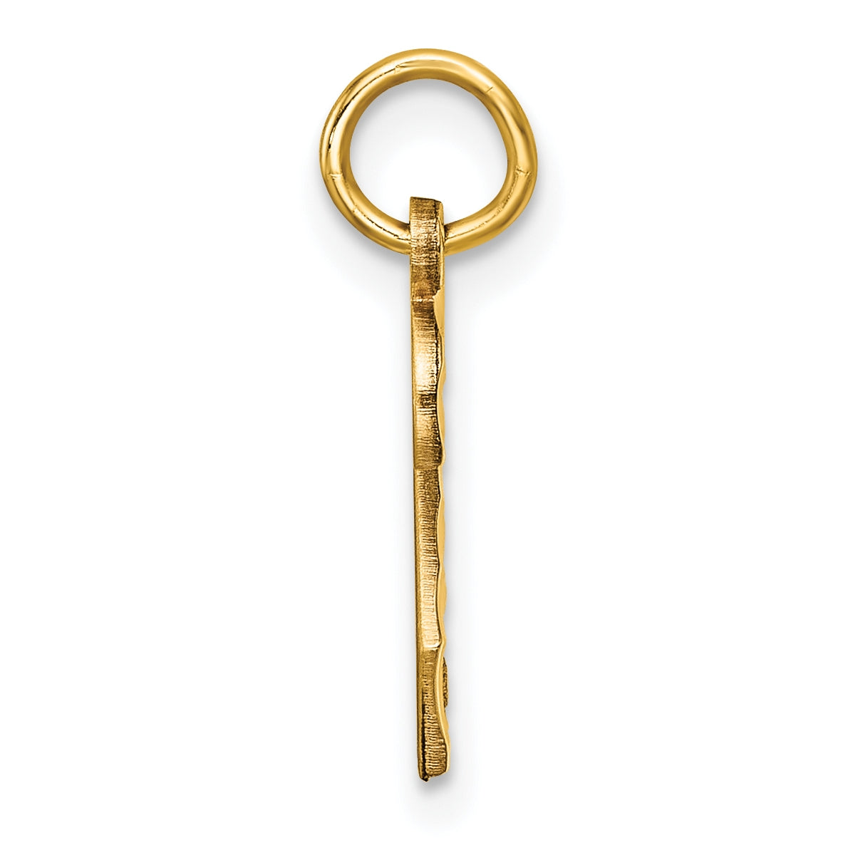 10K Yellow Gold Casted Small Diamond-cut Number 2 Charm