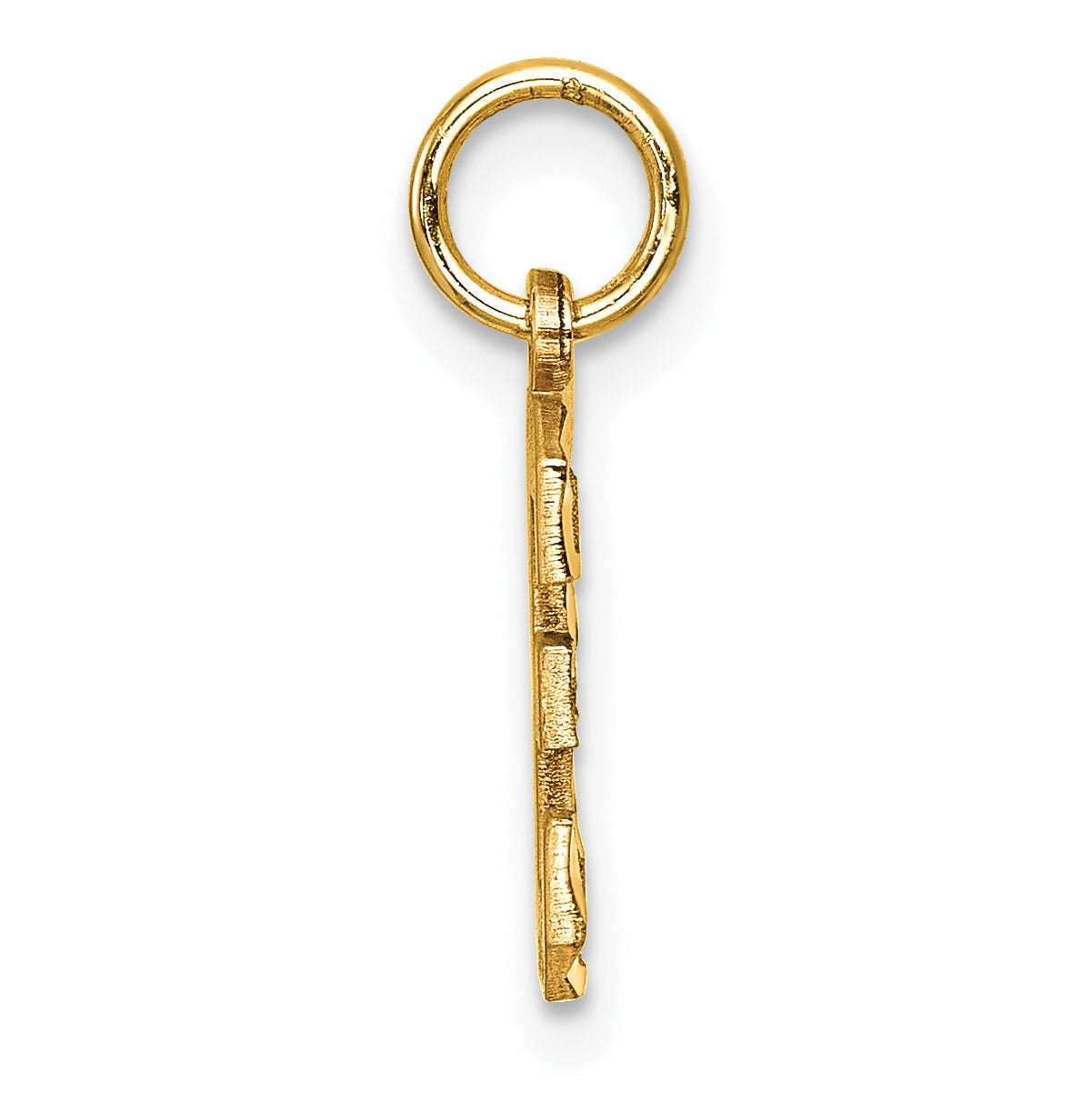 10K Yellow Gold Casted Small Diamond-cut Number 3 Charm