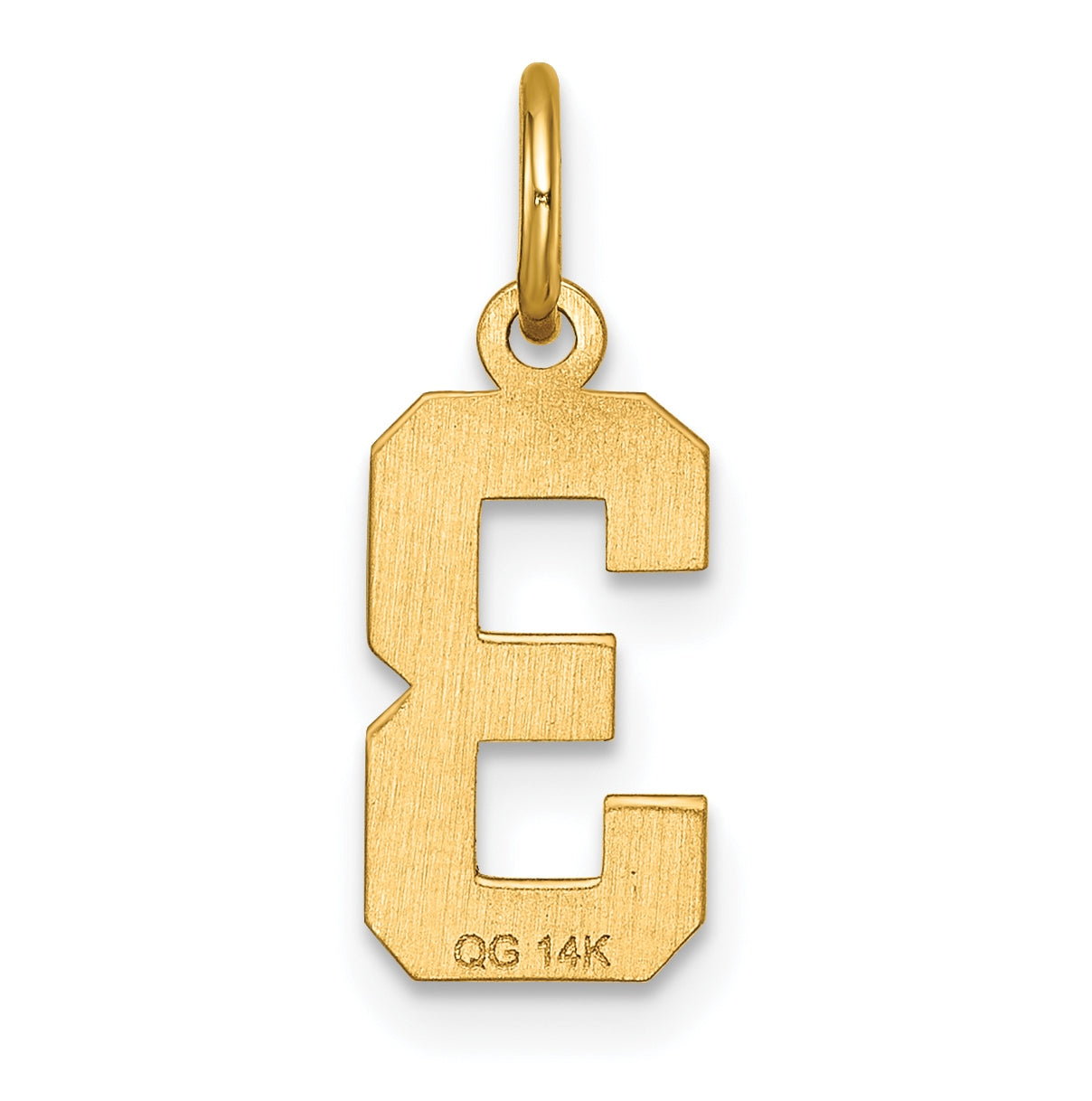 10K Yellow Gold Casted Small Diamond-cut Number 3 Charm