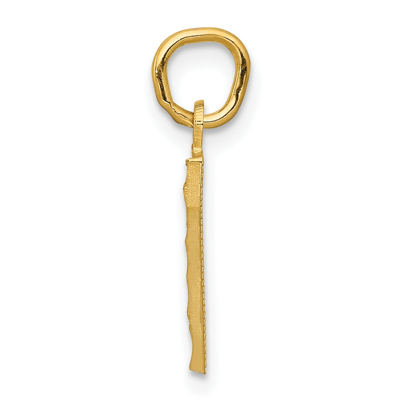 10K Yellow Gold Casted Small Diamond-cut Number 7 Charm