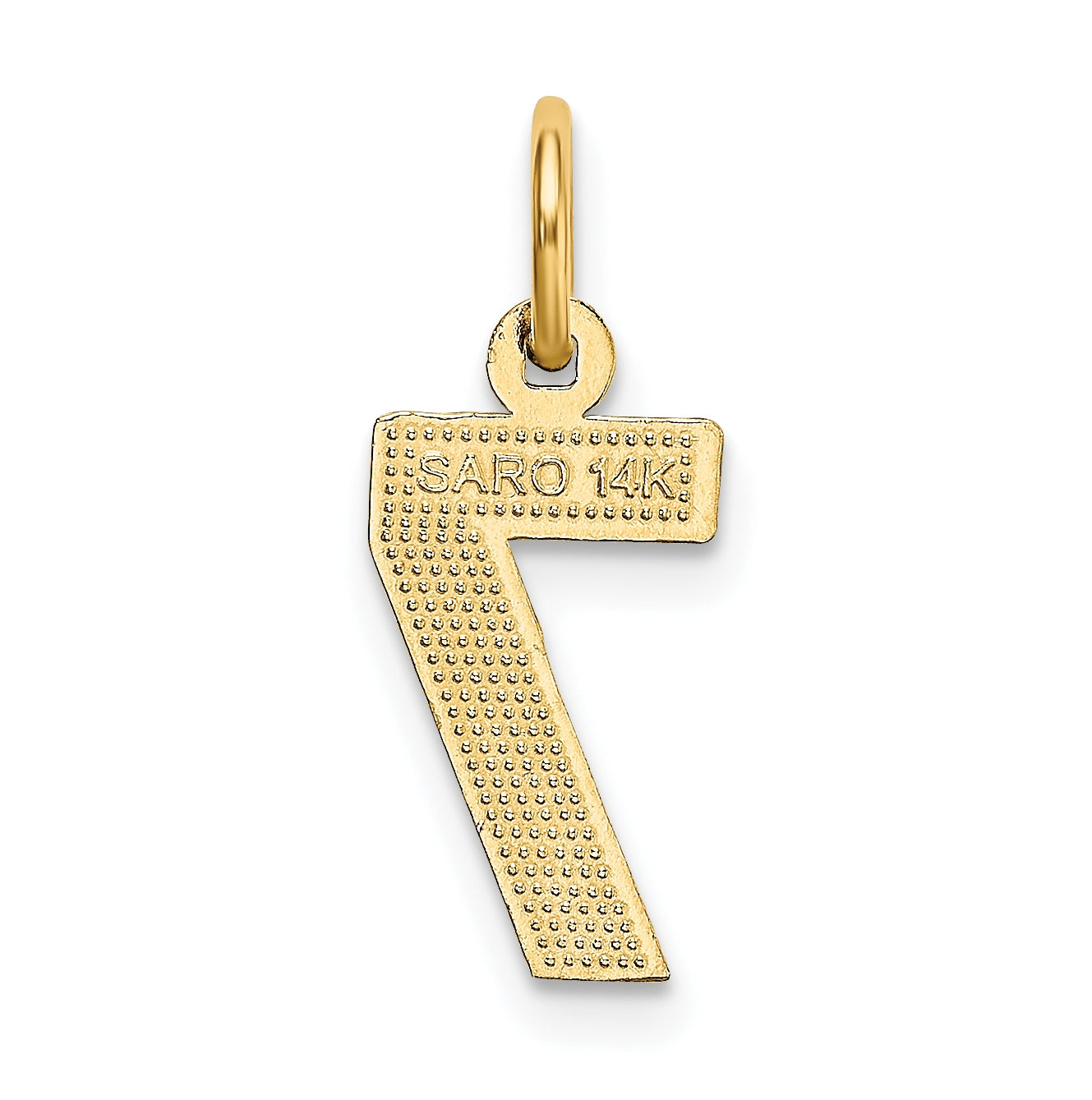10K Yellow Gold Casted Small Diamond-cut Number 7 Charm