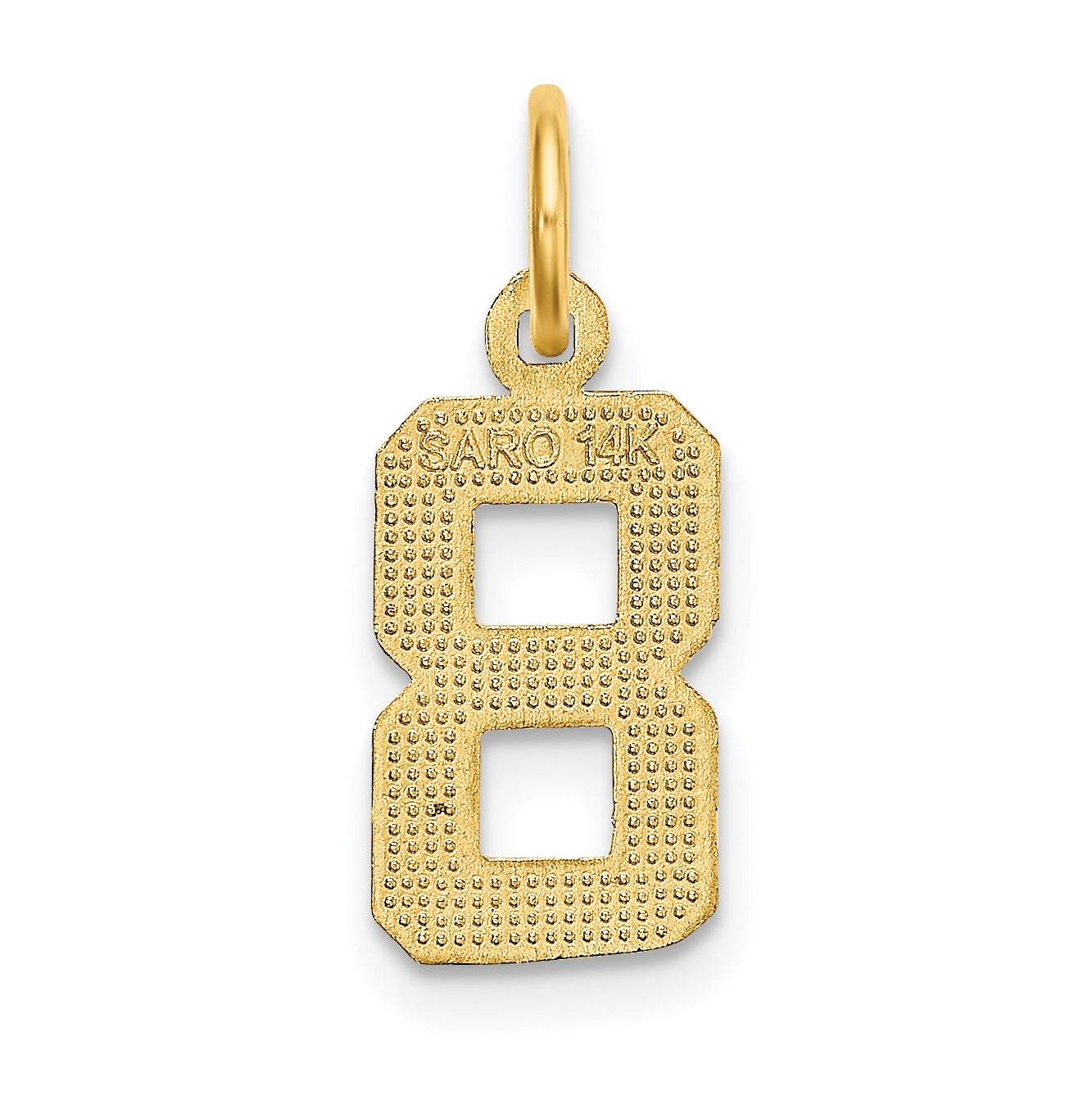 10K Yellow Gold Casted Small Diamond-cut Number 8 Charm