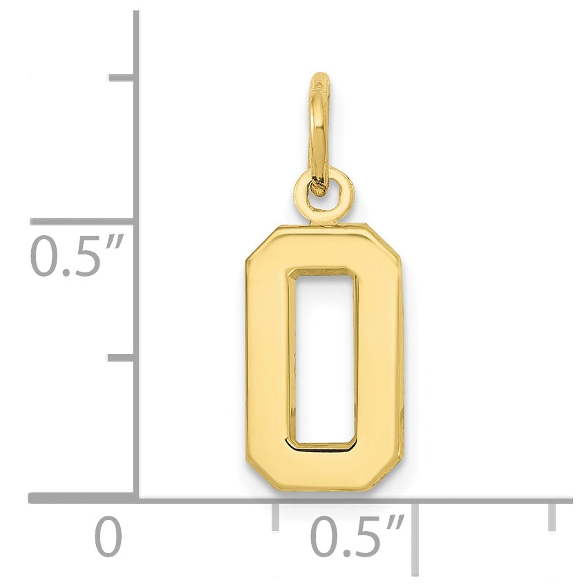 10K Yellow Gold Casted Small Polished Number 0 Charm