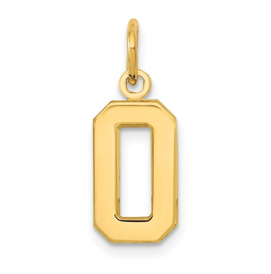10K Yellow Gold Casted Small Polished Number 0 Charm