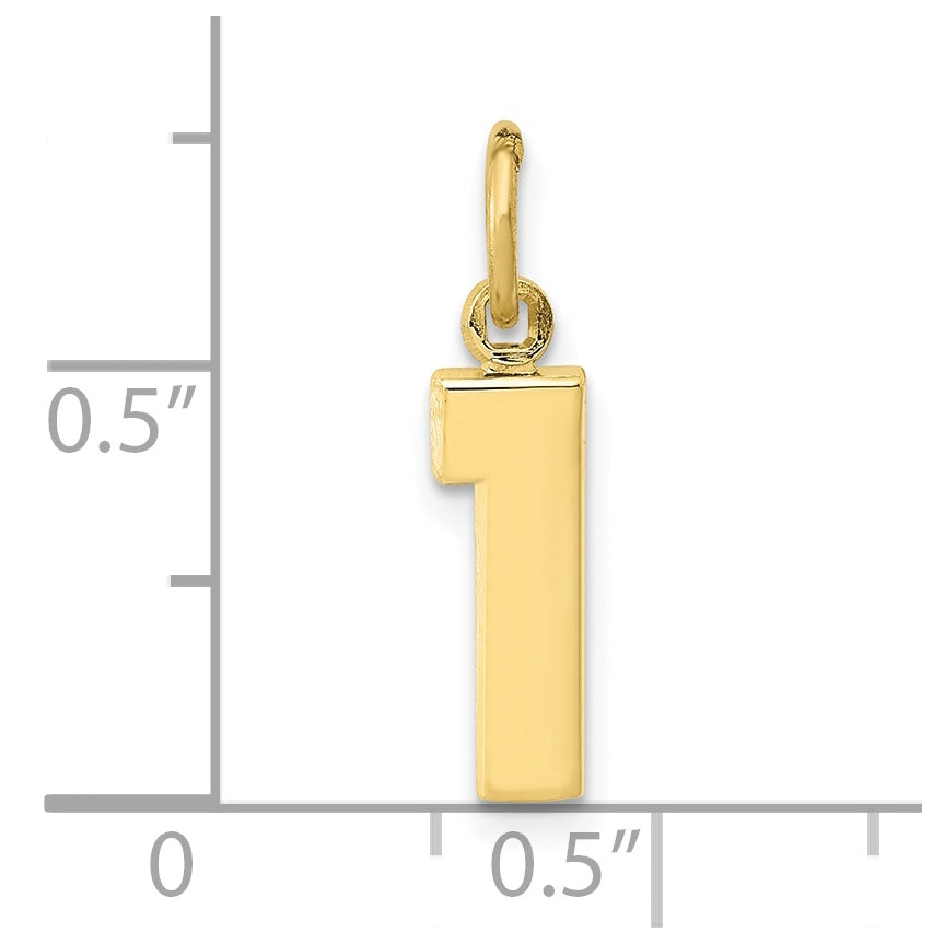 10K Yellow Gold Casted Small Polished Number 1 Charm