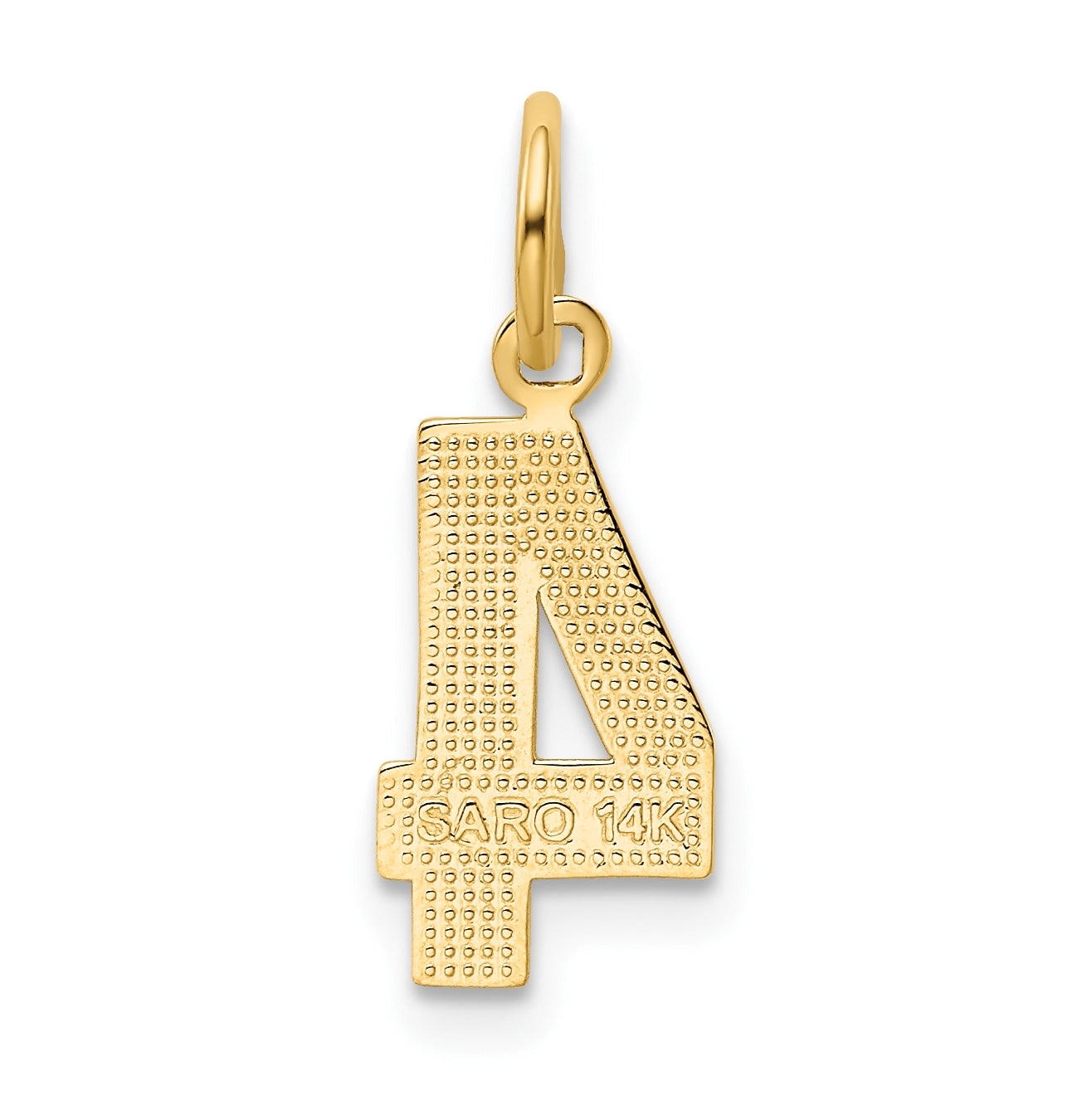 10K Yellow Gold Casted Small Polished Number 4 Charm