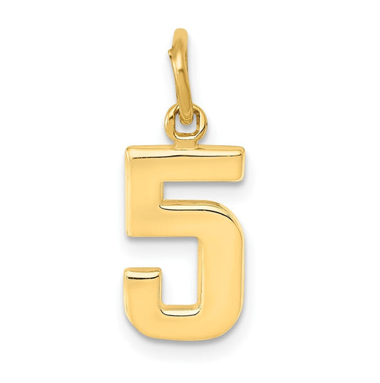 10K Yellow Gold Casted Small Polished Number 5 Charm
