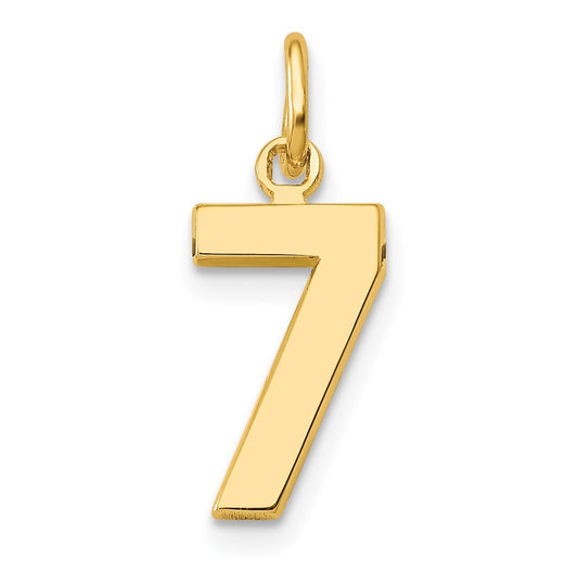 10K Yellow Gold Casted Small Polished Number 7 Charm