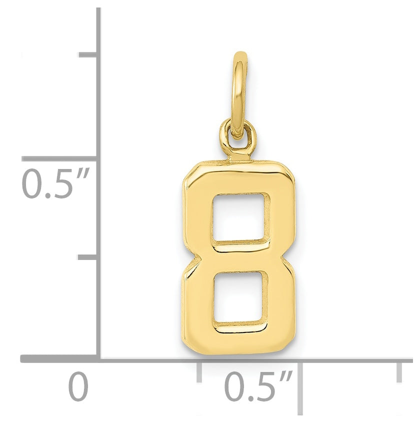 10K Yellow Gold Casted Small Polished Number 8 Charm