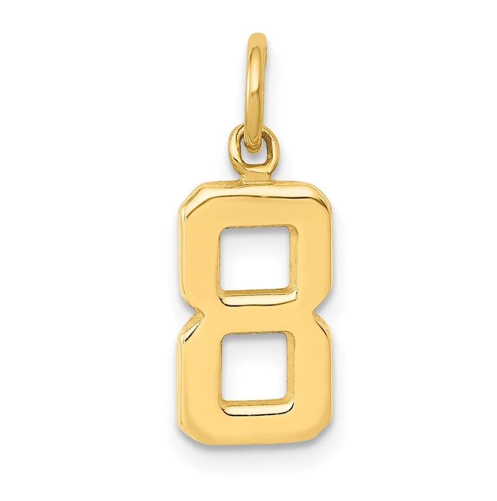 10K Yellow Gold Casted Small Polished Number 8 Charm