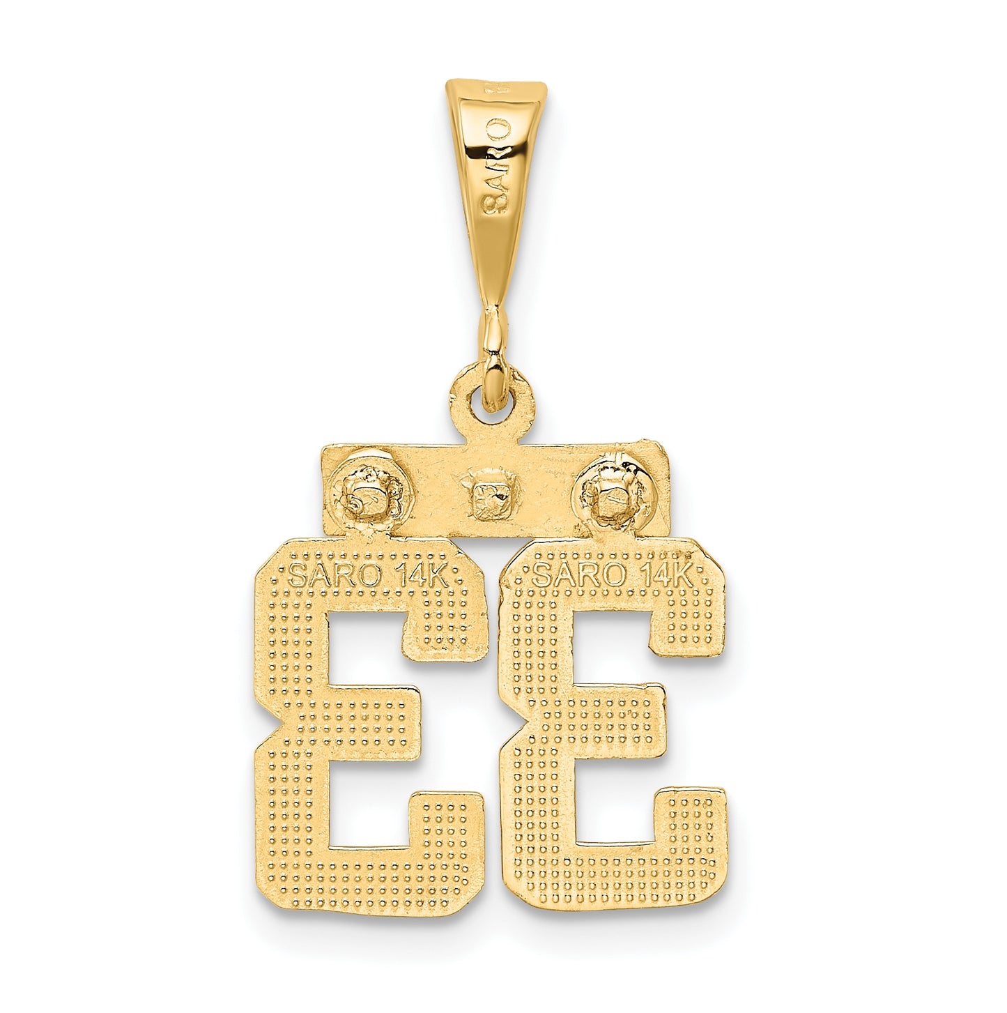 10K Yellow Gold Casted Small Polished Number 33 Charm