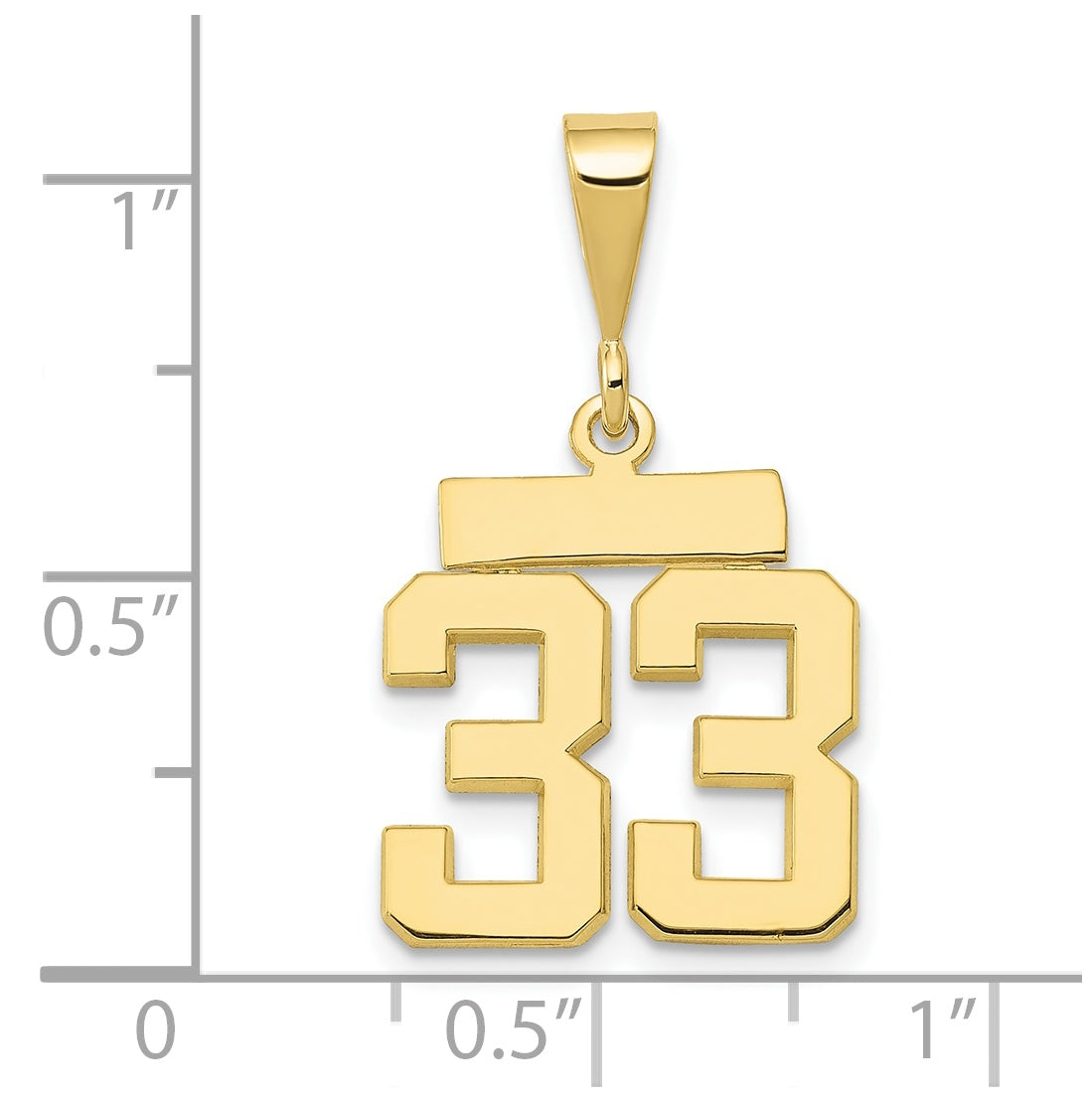 10K Yellow Gold Casted Small Polished Number 33 Charm