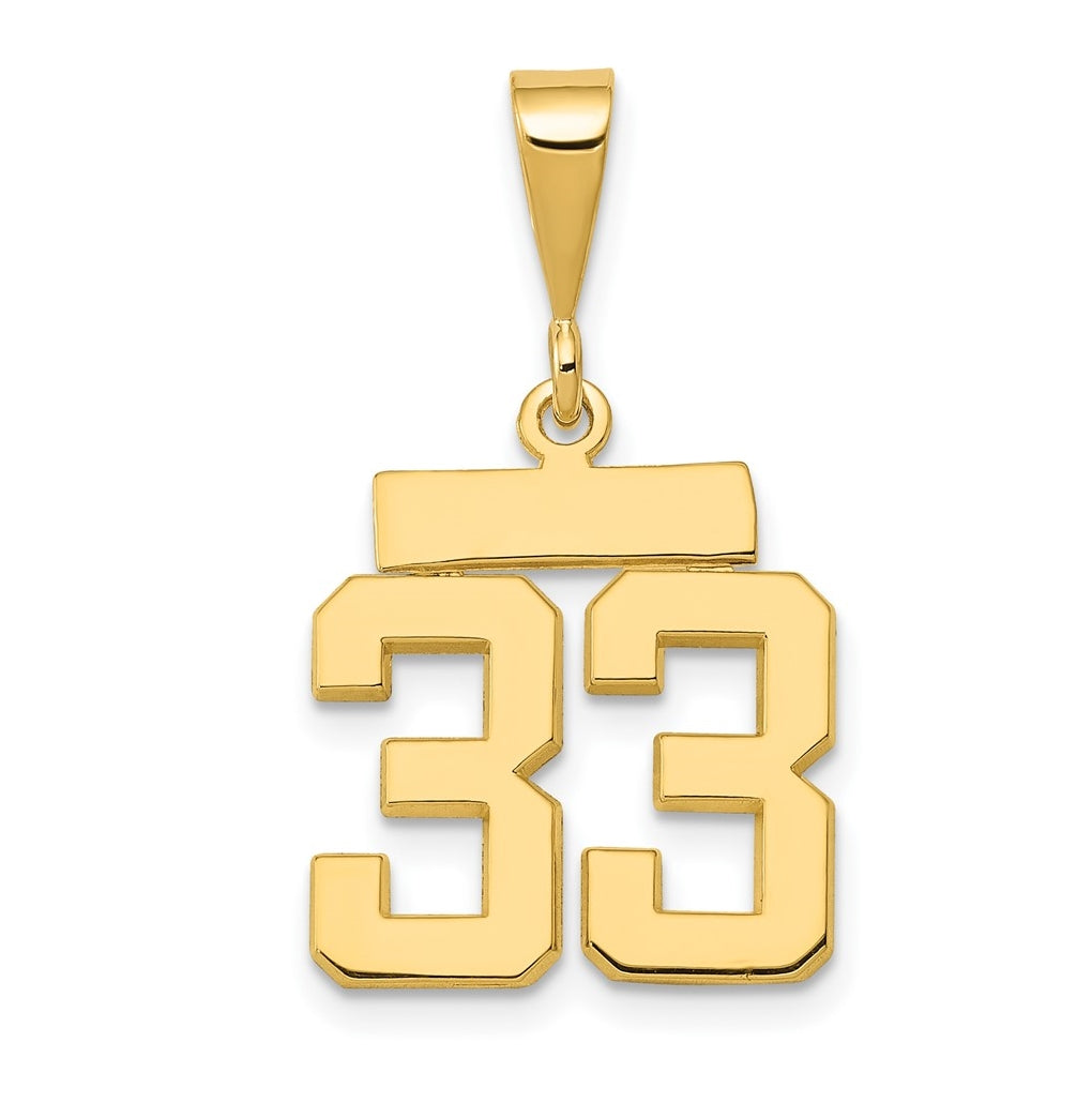 10K Yellow Gold Casted Small Polished Number 33 Charm