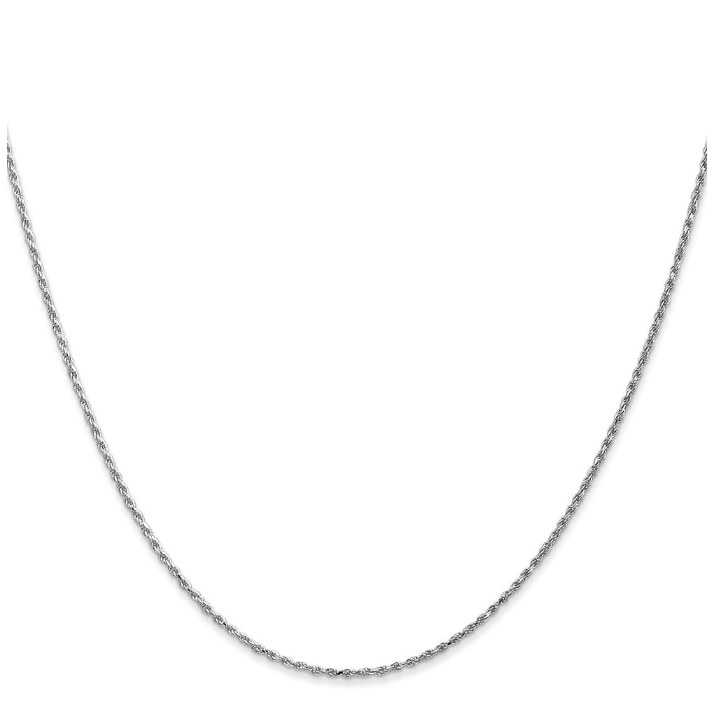 10k White Gold 1.15mm Diamond Cut Machine Made Rope Chain – Elegant Jewelry Gift for Birthday, Anniversary, Engagement, Wedding