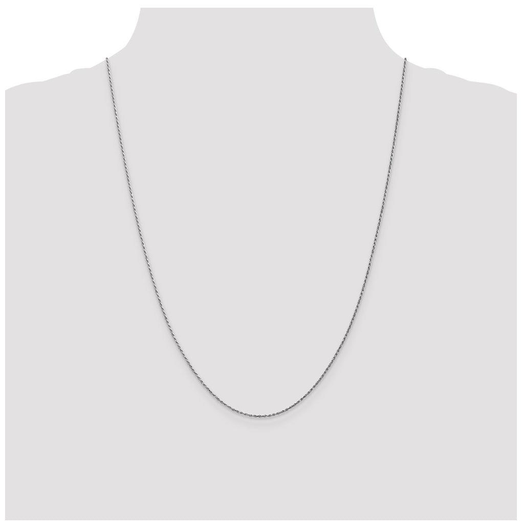 10k White Gold 1.15mm Diamond Cut Machine Made Rope Chain – Elegant Jewelry Gift for Birthday, Anniversary, Engagement, Wedding