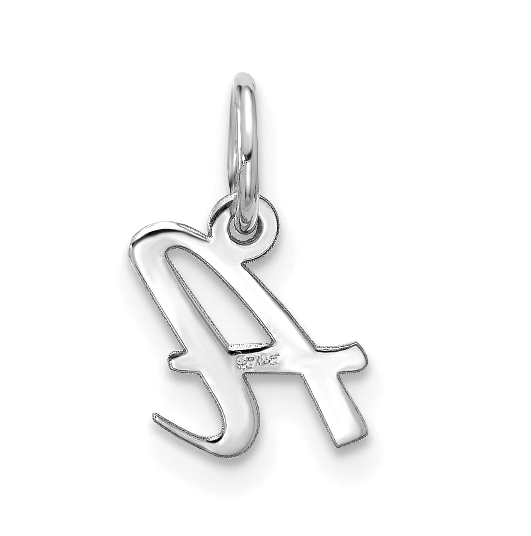 10K White Gold Small-Script Initial A Charm