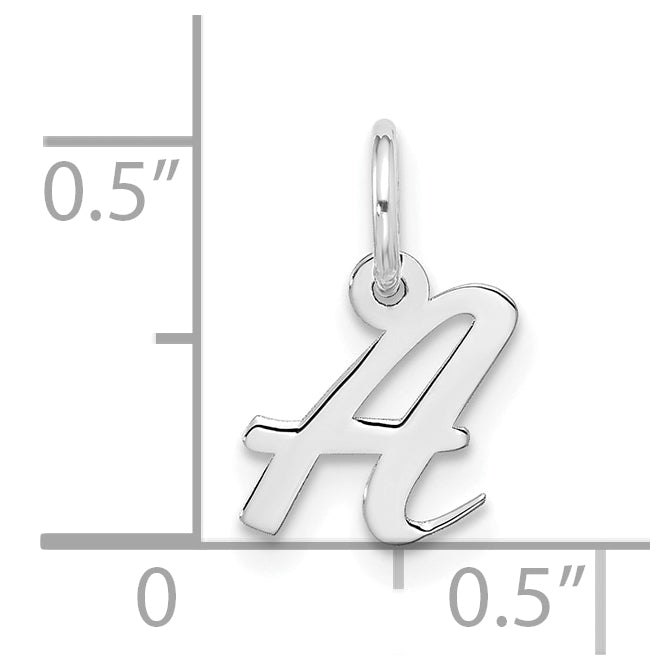 10K White Gold Small-Script Initial A Charm