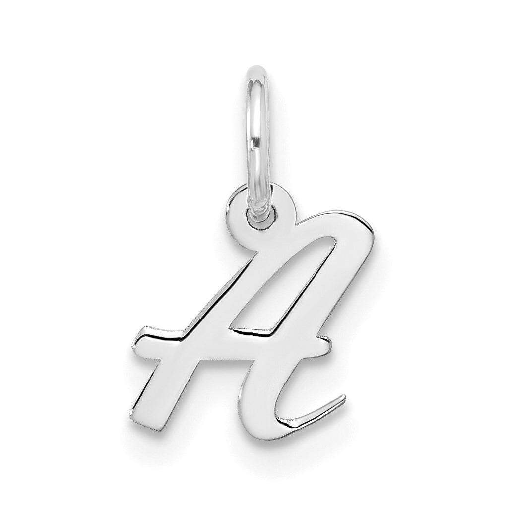10K White Gold Small-Script Initial A Charm
