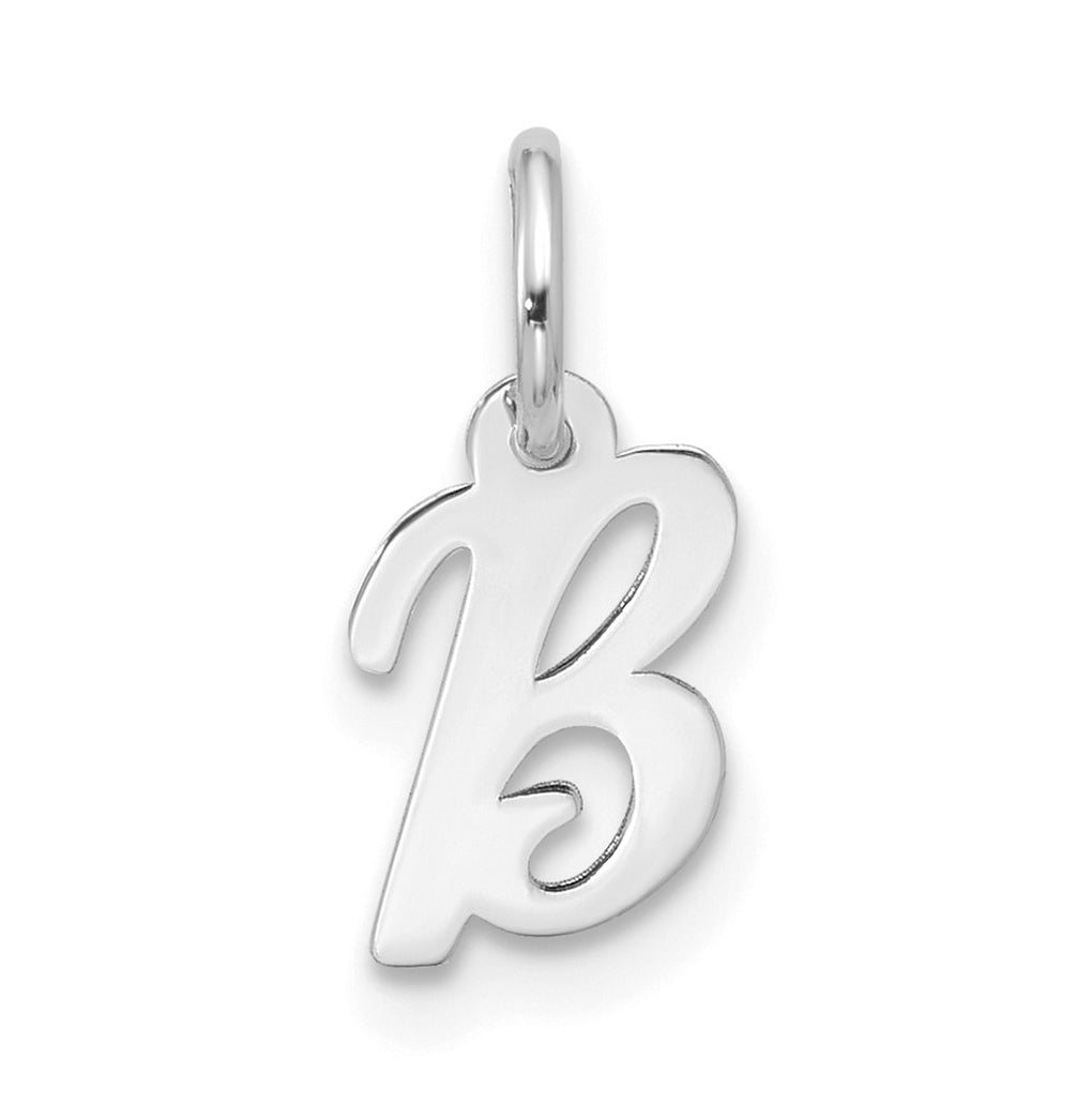 10K White Gold Small-Script Initial B Charm
