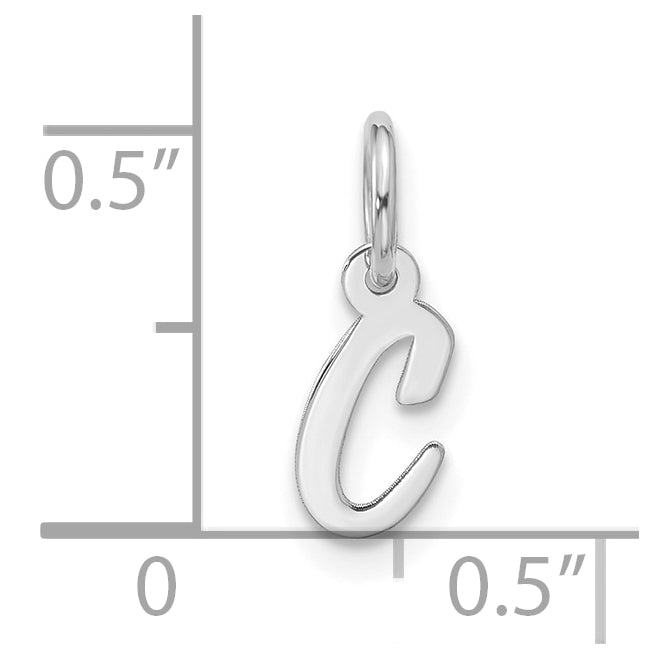 10K White Gold Small-Script Initial C Charm