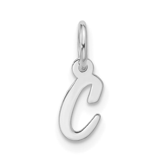 10K White Gold Small-Script Initial C Charm