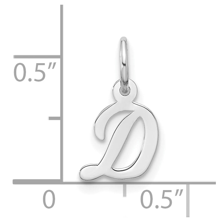 10K White Gold Small-Script Initial D Charm