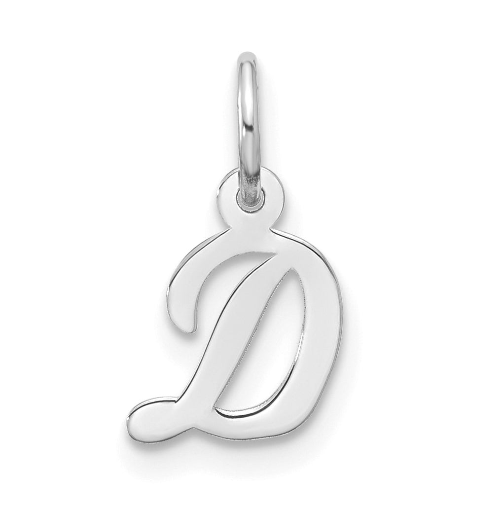 10K White Gold Small-Script Initial D Charm
