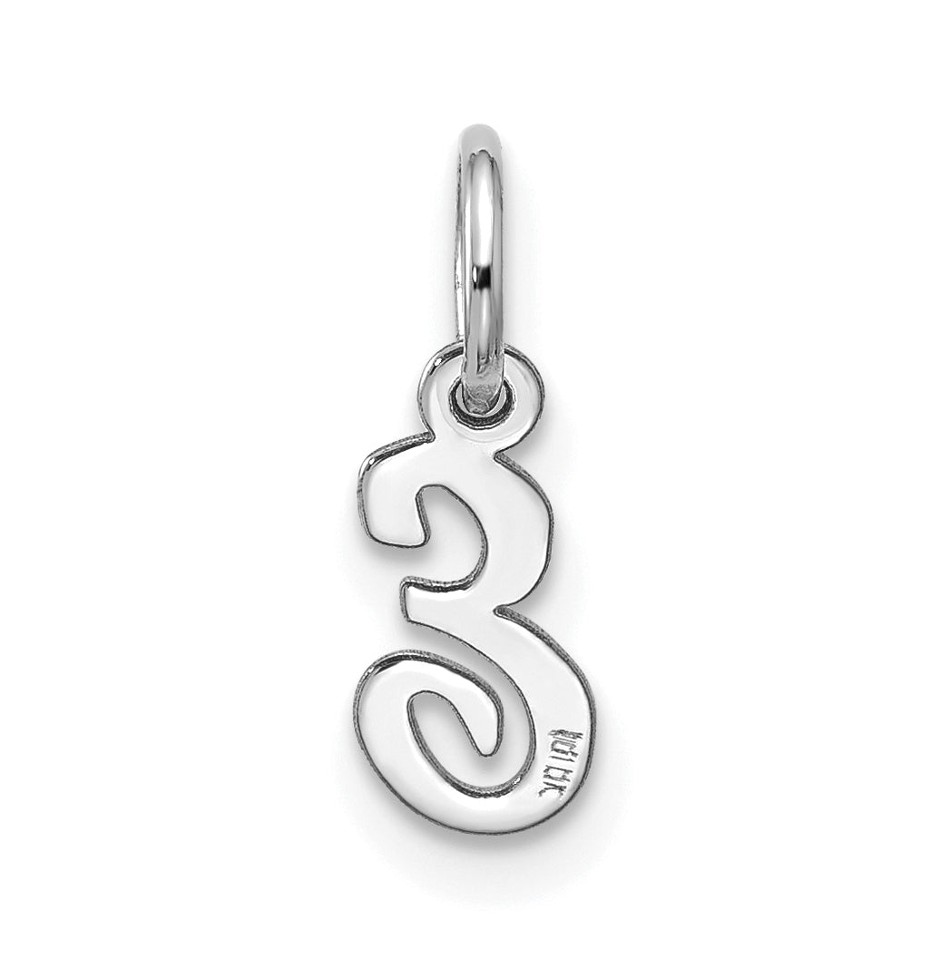 10K White Gold Small-Script Initial E Charm
