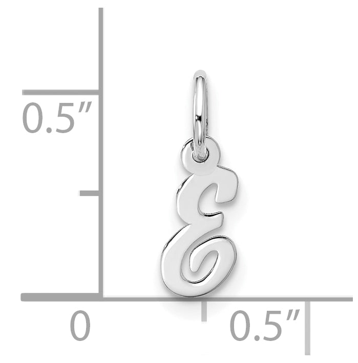 10K White Gold Small-Script Initial E Charm